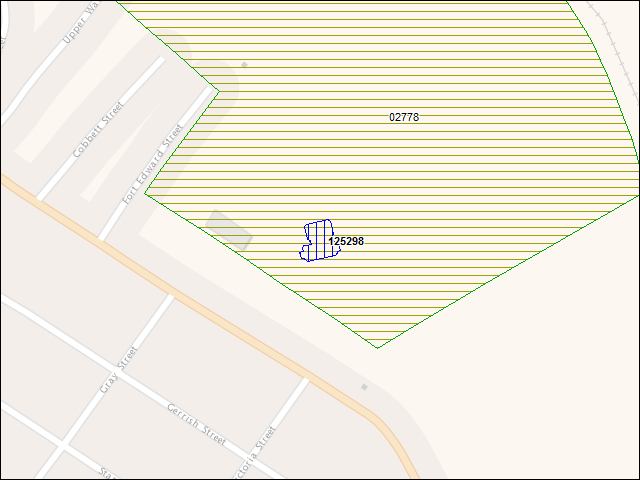 A map of the area immediately surrounding building number 125298