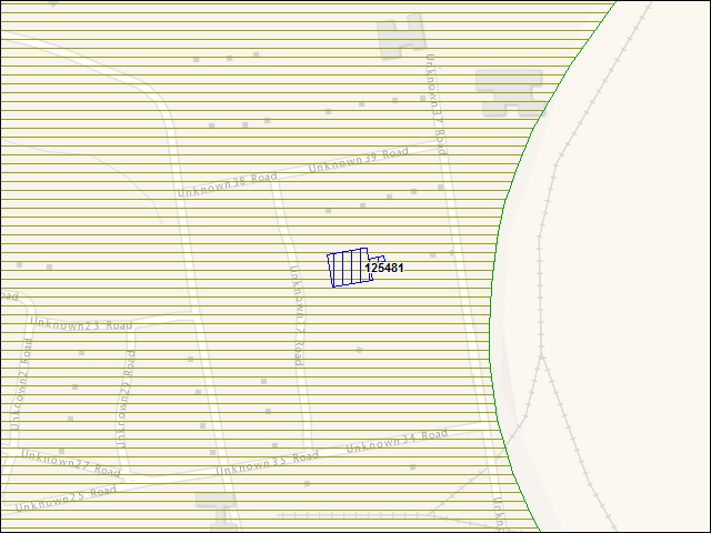 Une carte de la zone qui entoure immédiatement le bâtiment numéro 125481