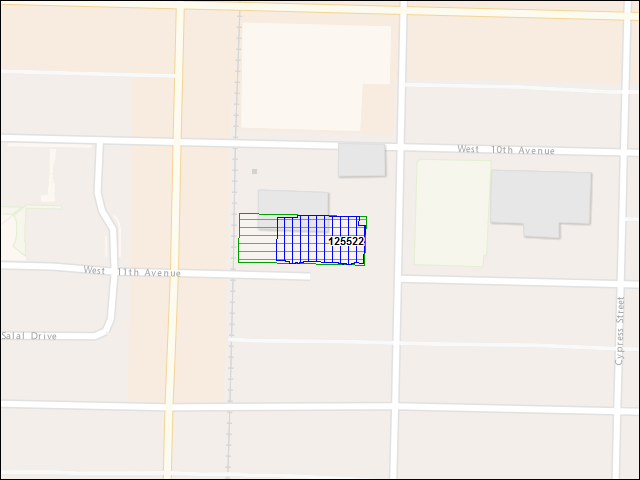 Une carte de la zone qui entoure immédiatement le bâtiment numéro 125522