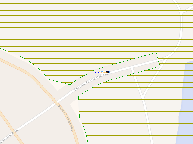 Une carte de la zone qui entoure immédiatement le bâtiment numéro 125598