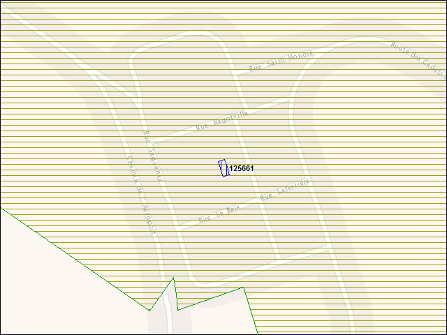 Une carte de la zone qui entoure immédiatement le bâtiment numéro 125661