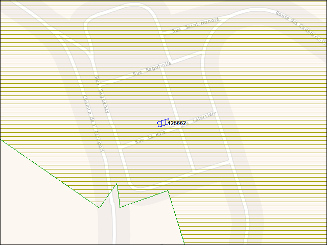 Une carte de la zone qui entoure immédiatement le bâtiment numéro 125662