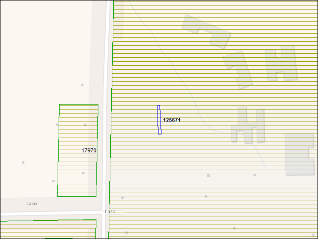 Une carte de la zone qui entoure immédiatement le bâtiment numéro 125671