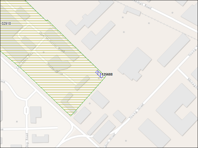 Une carte de la zone qui entoure immédiatement le bâtiment numéro 125688