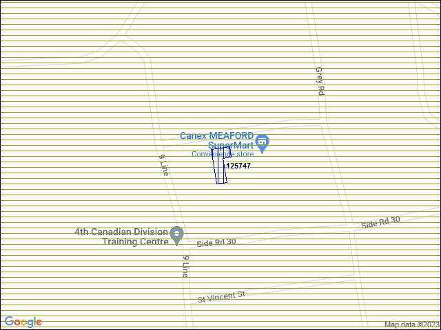 A map of the area immediately surrounding building number 125747