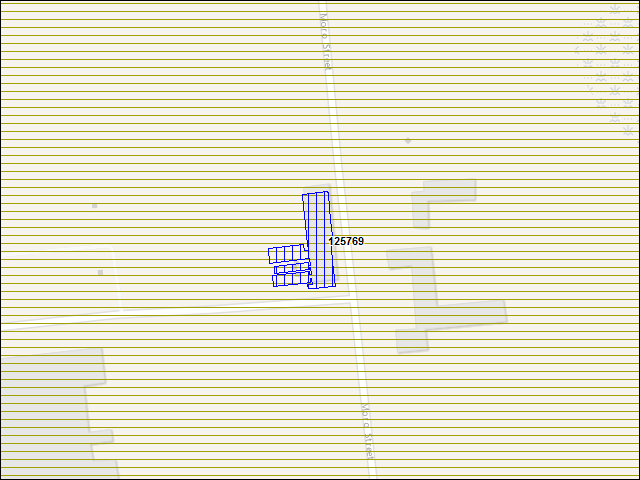 Une carte de la zone qui entoure immédiatement le bâtiment numéro 125769