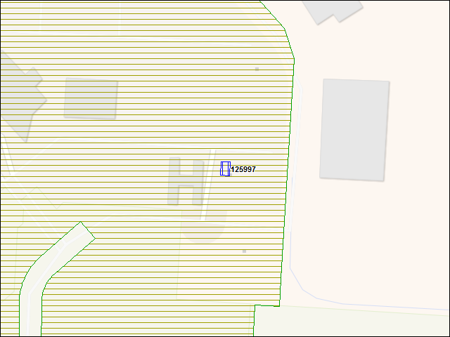 Une carte de la zone qui entoure immédiatement le bâtiment numéro 125997