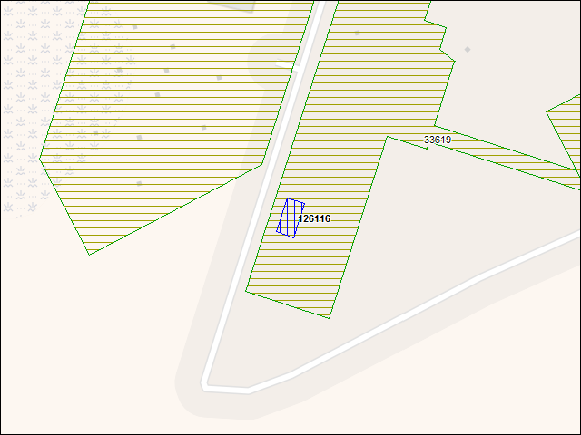 Une carte de la zone qui entoure immédiatement le bâtiment numéro 126116