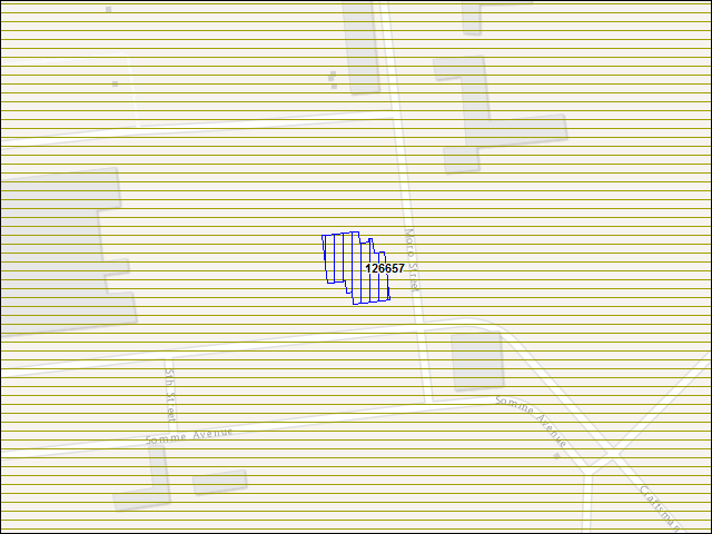 Une carte de la zone qui entoure immédiatement le bâtiment numéro 126657