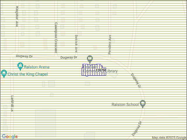 Une carte de la zone qui entoure immédiatement le bâtiment numéro 126798