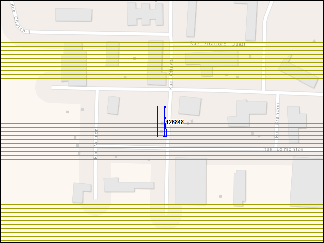 Une carte de la zone qui entoure immédiatement le bâtiment numéro 126848