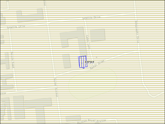 Une carte de la zone qui entoure immédiatement le bâtiment numéro 127317