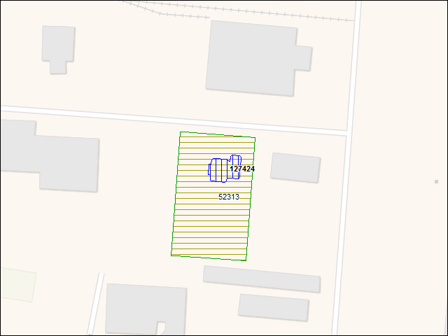 A map of the area immediately surrounding building number 127424