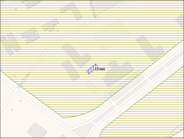 Une carte de la zone qui entoure immédiatement le bâtiment numéro 127466