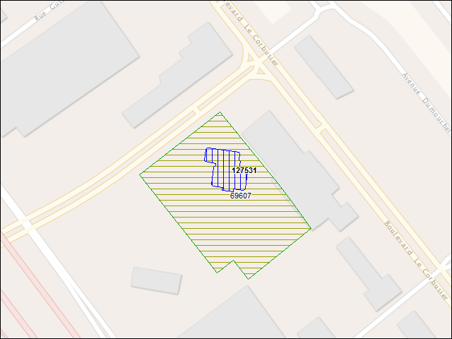 A map of the area immediately surrounding building number 127531