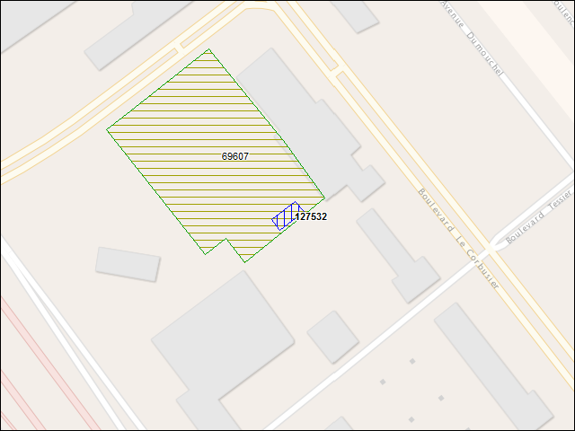 A map of the area immediately surrounding building number 127532