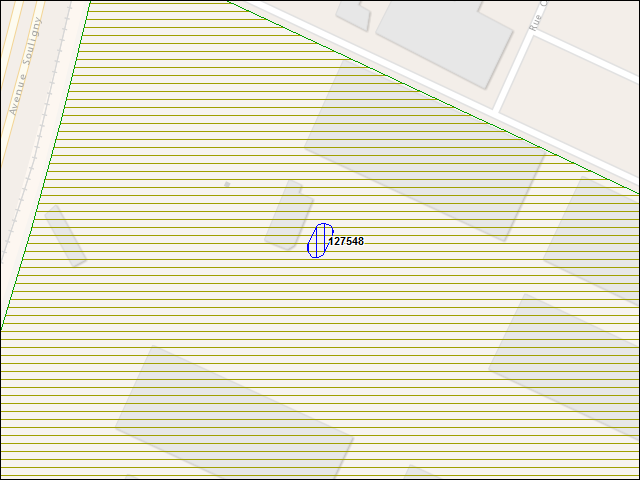 A map of the area immediately surrounding building number 127548