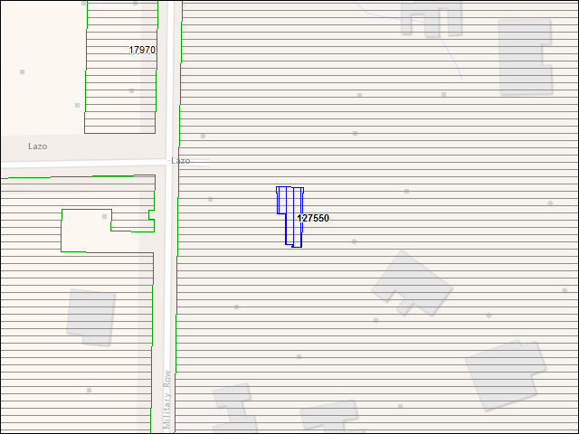 Une carte de la zone qui entoure immédiatement le bâtiment numéro 127550