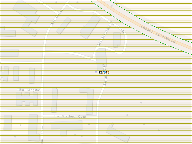 Une carte de la zone qui entoure immédiatement le bâtiment numéro 127613