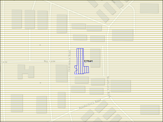 Une carte de la zone qui entoure immédiatement le bâtiment numéro 127641