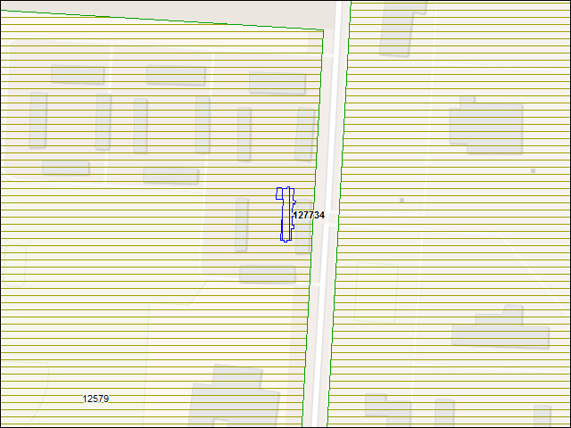 Une carte de la zone qui entoure immédiatement le bâtiment numéro 127734