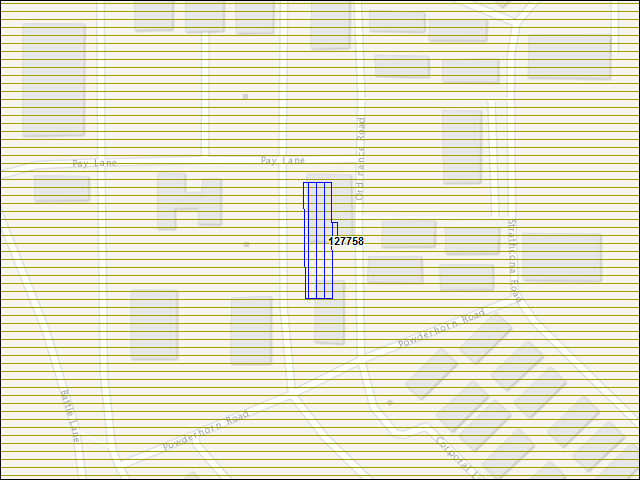 Une carte de la zone qui entoure immédiatement le bâtiment numéro 127758