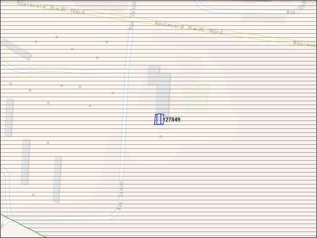 Une carte de la zone qui entoure immédiatement le bâtiment numéro 127849