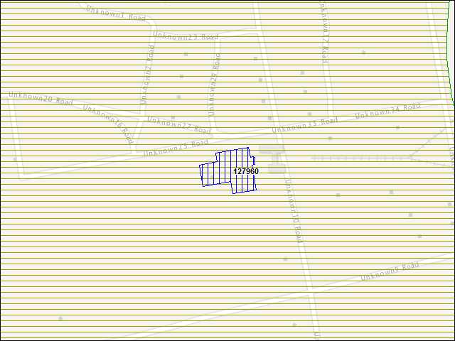 Une carte de la zone qui entoure immédiatement le bâtiment numéro 127960