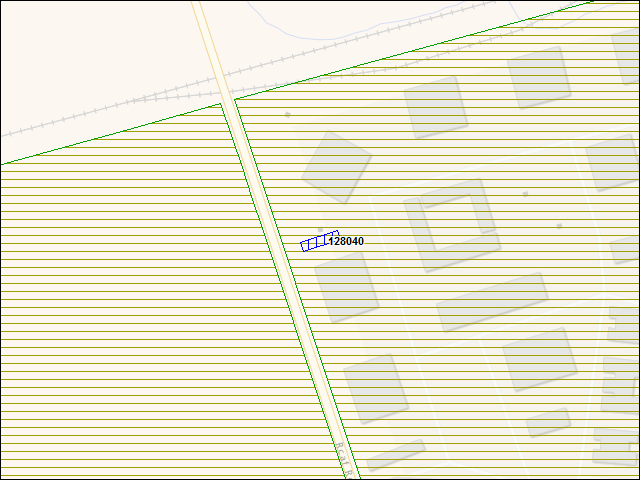 Une carte de la zone qui entoure immédiatement le bâtiment numéro 128040