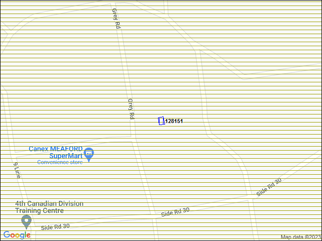 A map of the area immediately surrounding building number 128151