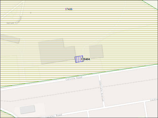Une carte de la zone qui entoure immédiatement le bâtiment numéro 128404