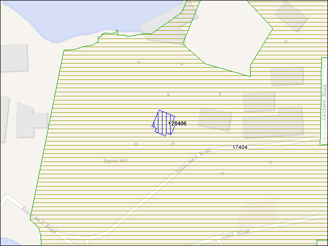 Une carte de la zone qui entoure immédiatement le bâtiment numéro 128406