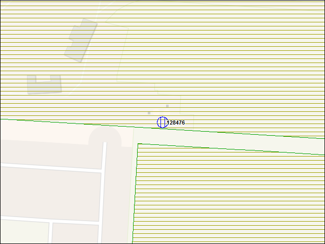 Une carte de la zone qui entoure immédiatement le bâtiment numéro 128476