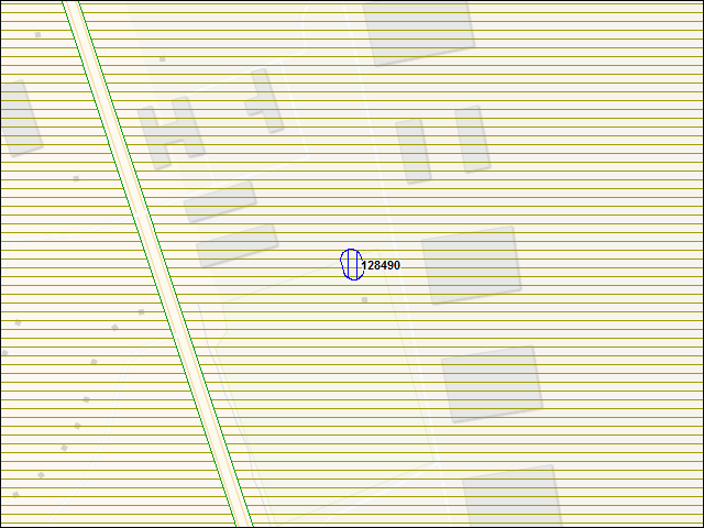 Une carte de la zone qui entoure immédiatement le bâtiment numéro 128490