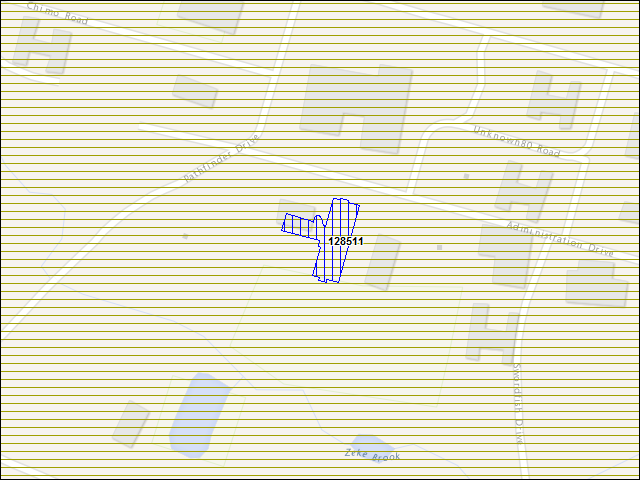Une carte de la zone qui entoure immédiatement le bâtiment numéro 128511