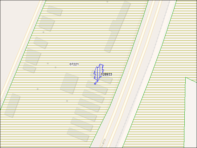 Une carte de la zone qui entoure immédiatement le bâtiment numéro 128933