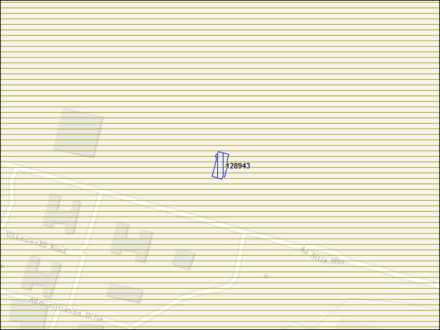Une carte de la zone qui entoure immédiatement le bâtiment numéro 128943