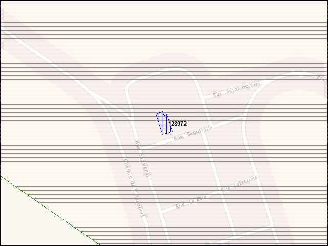 Une carte de la zone qui entoure immédiatement le bâtiment numéro 128972