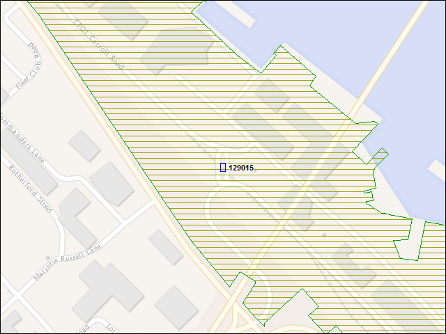 Une carte de la zone qui entoure immédiatement le bâtiment numéro 129015