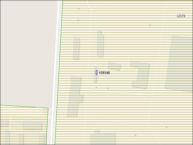 Une carte de la zone qui entoure immédiatement le bâtiment numéro 129348