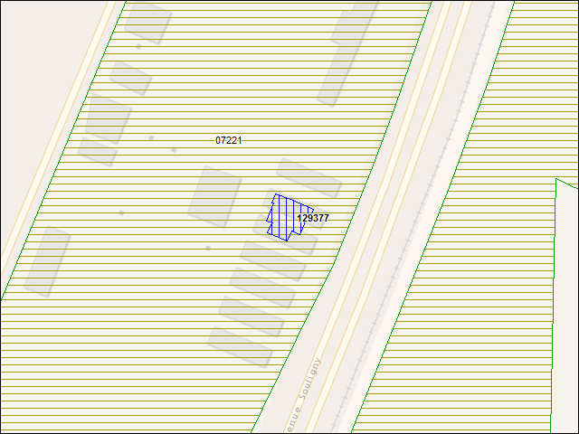 A map of the area immediately surrounding building number 129377