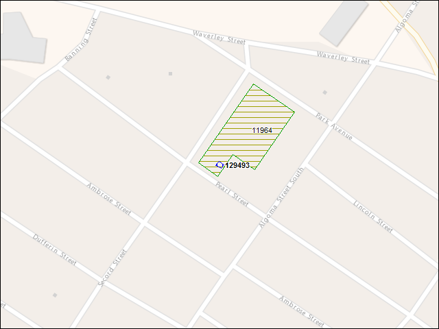 A map of the area immediately surrounding building number 129493