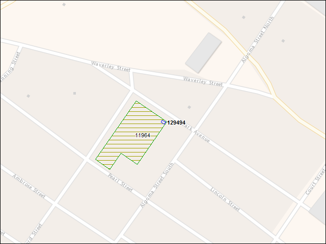 A map of the area immediately surrounding building number 129494