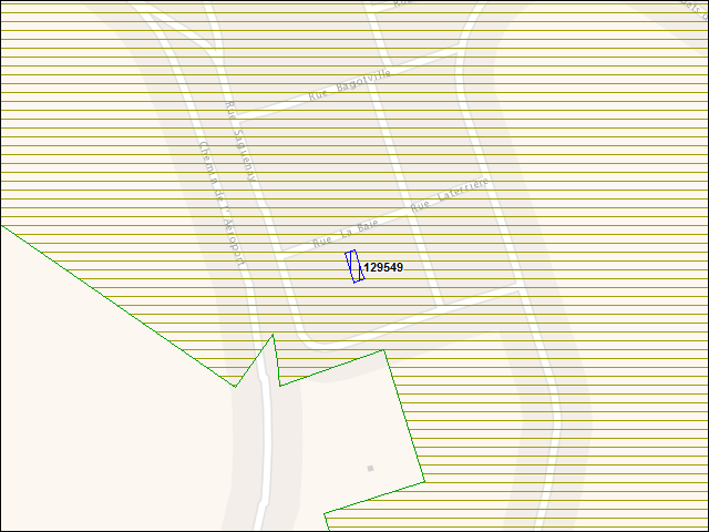 Une carte de la zone qui entoure immédiatement le bâtiment numéro 129549