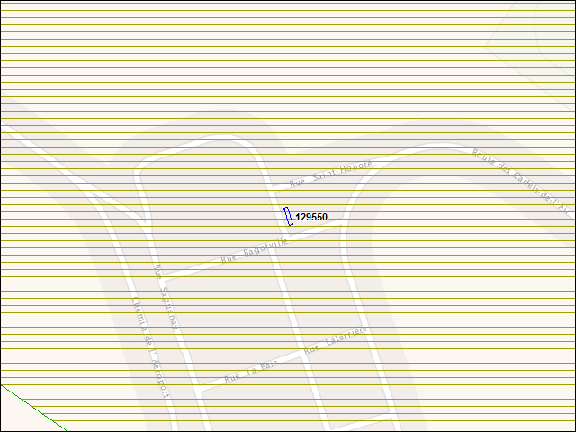 Une carte de la zone qui entoure immédiatement le bâtiment numéro 129550