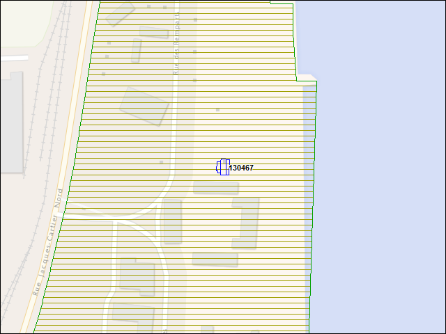 Une carte de la zone qui entoure immédiatement le bâtiment numéro 130467