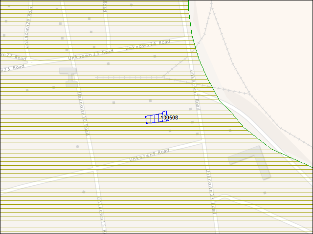 Une carte de la zone qui entoure immédiatement le bâtiment numéro 130508