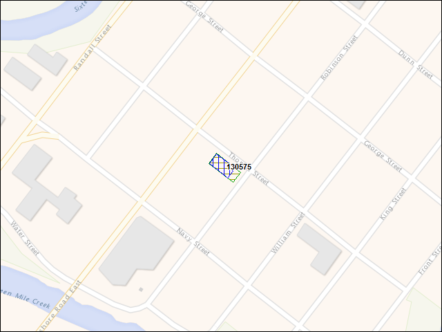A map of the area immediately surrounding building number 130575