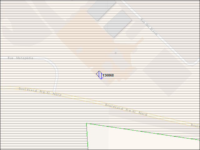 Une carte de la zone qui entoure immédiatement le bâtiment numéro 130868