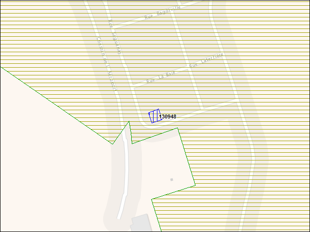 Une carte de la zone qui entoure immédiatement le bâtiment numéro 130948